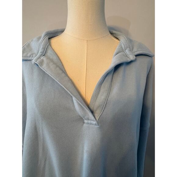 Aerie Oversized V-neck Collared Preppy Light Blue Casual Sweatshirt size M - Picture 8 of 9